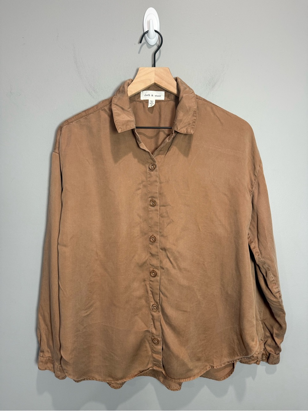 Cloth & Stone Brown Tencel Lyocell Button Down Shirt Size M Relaxed Fit